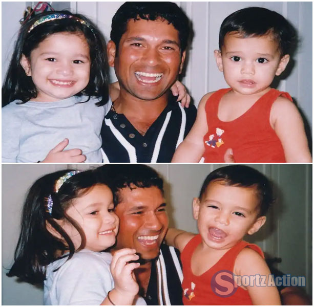 Sachin Tendulkar with his Son and Daughter Sara